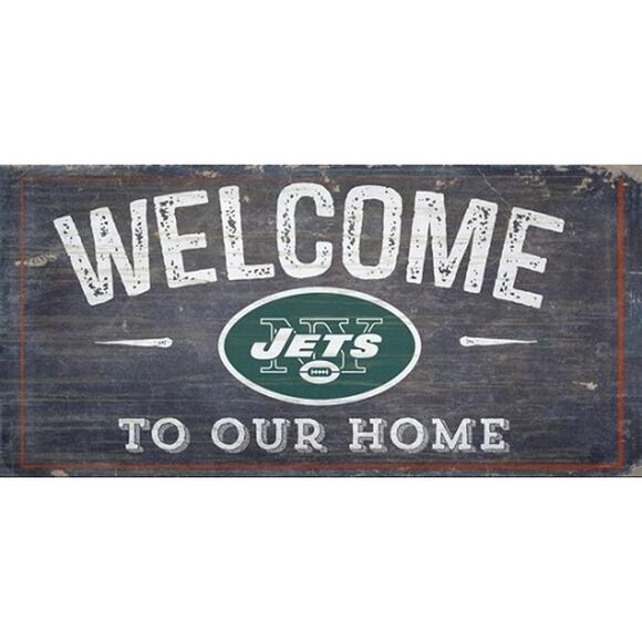 NFL New York Jets Fans Sign 6" x 12" Super Bowl Welcome Wooden New Distress - Picture 1 of 3